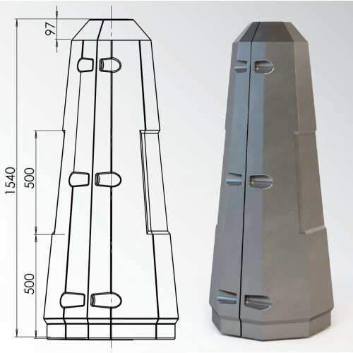 Цоколь восьмигранный стеклопластиковый А1 380х1540 мм в Пензе

